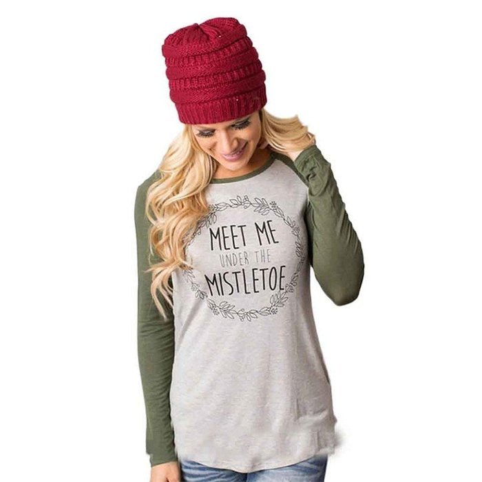 Casual Blouse,Morecome Women Fashion Letter Print Round Collar Cotton Long Sleeve Casual Tops N5
