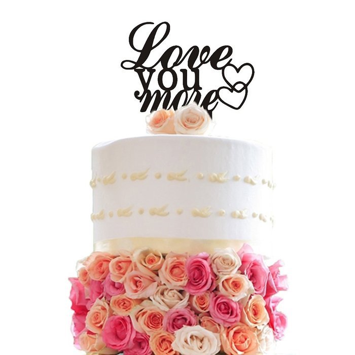 Ecape Acrylic Wedding Cake Toppers Custom Love You More Cake Toppers Cake Decoration Black Pack of 1 N39