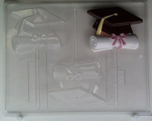 Cap & ribbon-tied diploma shape G006 Graduation Chocolate Candy Mold