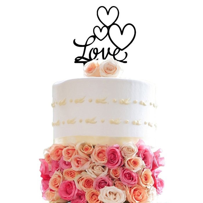 Ecape Acrylic Wedding Cake Toppers Custom Love You More Cake Toppers Cake Decoration Black Pack of 1 N49