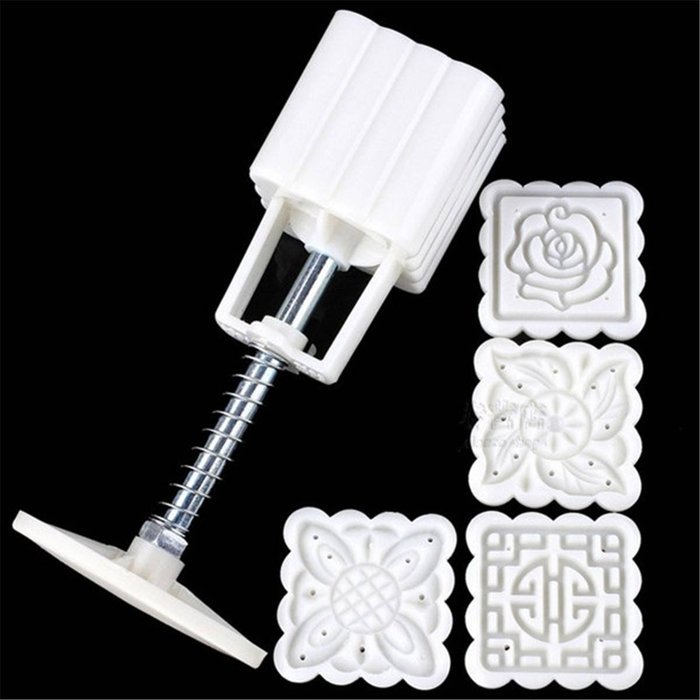 KINGSO Round Mooncake DIY Moon Cake Mold Cookie Cutter 4 Flower Plant Stamps Decoration N7