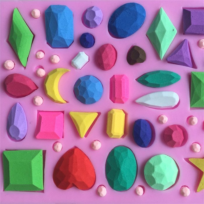 FLY More Kinds Gemstone Shape 3D Silicone Mold For Cake Decorating Baking Mould,Pink N2