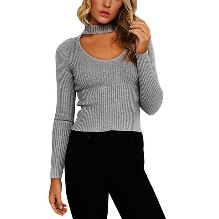 Knitted Sweater,Morecome Women Knit Casual Long Sleeve Pullover ops (L, White) N22