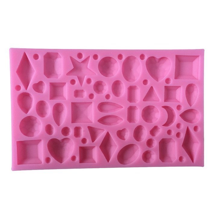 FLY More Kinds Gemstone Shape 3D Silicone Mold For Cake Decorating Baking Mould,Pink N3