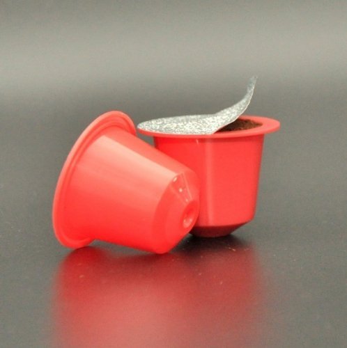 CM Caspule -100Pc Empty Capsule Compatbile Nespresso +100PC aluminium lids - Fillable Tea or Coffee (Red)