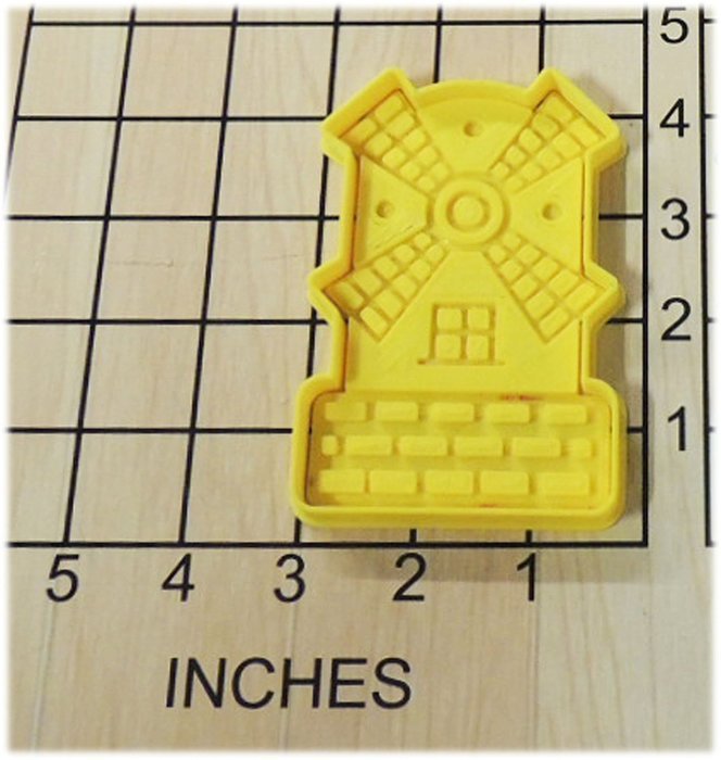 Classic Windmill Shaped Fondant Cookie Cutter and Stamp vintage design #1130