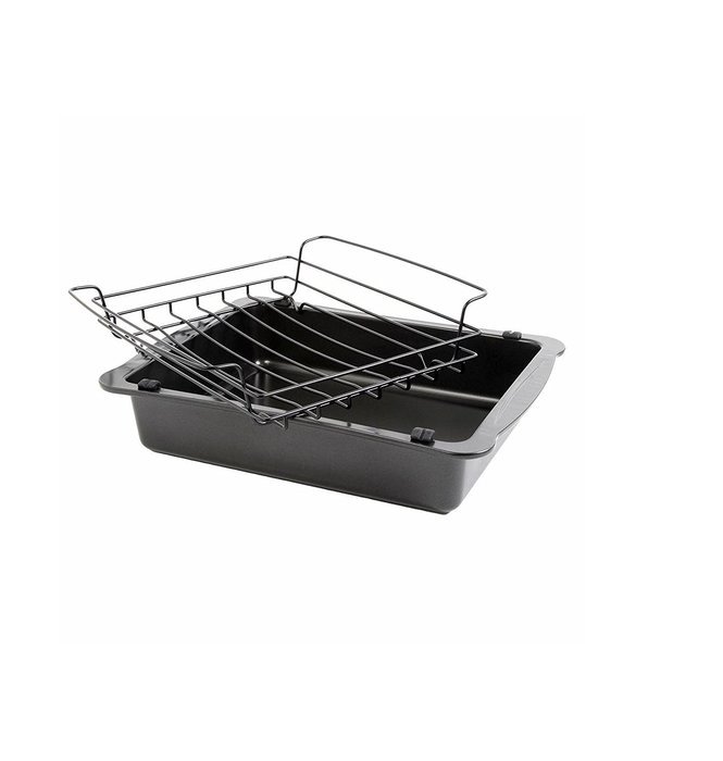 Oster 81046.02 Strathdon 18-Inch Carbon Steel Roaster and Wire Rack, Multi-Size, Black