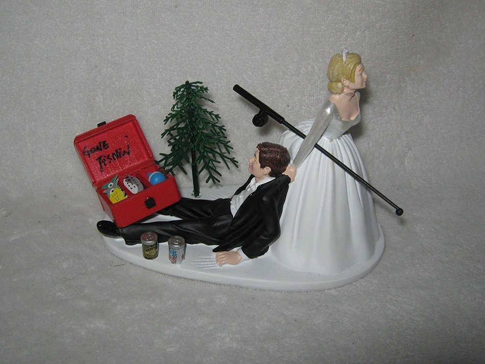 Wedding Reception Party Redneck Drunk Groom Beer Fishing Cake Topper