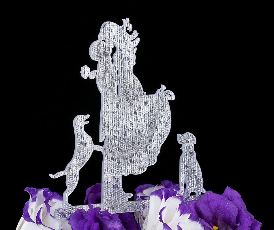 LOVENJOY with Gift Box Love Her Love Her Dog Silhouette Acrylic Wedding Engagement Cake Decoration Topper Black... N7