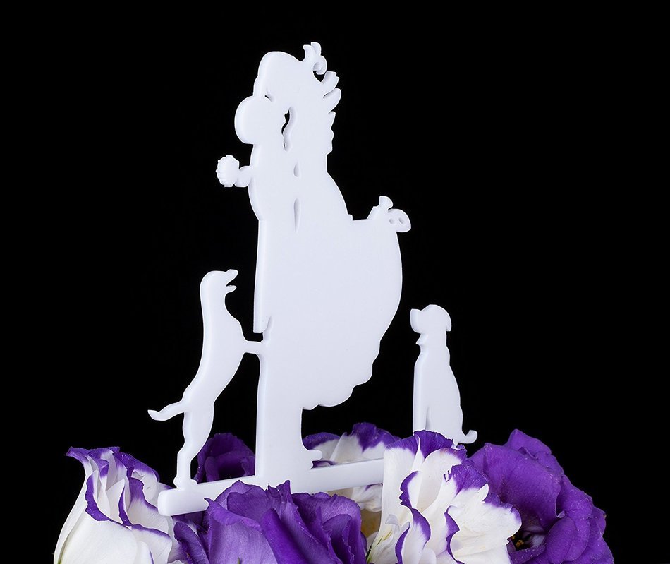LOVENJOY with Gift Box Love Her Love Her Dog Silhouette Acrylic Wedding Engagement Cake Decoration Topper Black... N8
