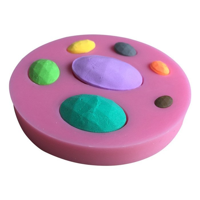 FLY DIY Cake Mold 3D Oval Gem Shape Silicone Chocolate Candy Mold,Pink N4