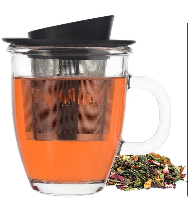 GROSCHE Aspen Tea Infuser Mug with Removable Stainless Steel Infuser and Lid, including Lid holder - 400 ml