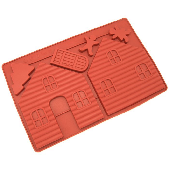 Freshware CB-700RD Silicone Gingerbread and Chocolate House Mold - 2 pcs N5