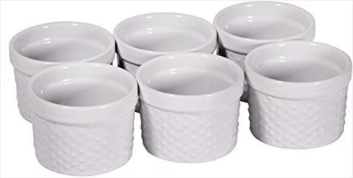 Home Essentials 66470 Mini Stoneware Hobnail White Ramekins 4 oz, Set of 6