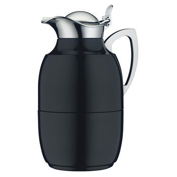 alfi Juwel Glass Vacuum Thermal Carafe for Hot and Cold Beverages, 1.0 L, Lacquered Black