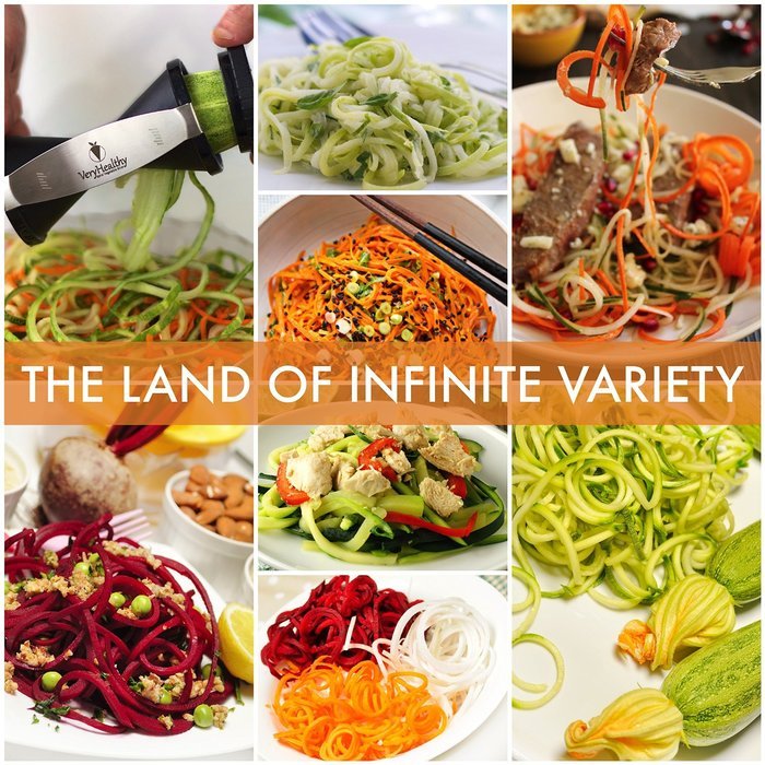 The Very Healthy Spiral Slicer, Vegetable Spiralizer, Zucchini Pasta Noodle Spaghetti Maker (Black) N9