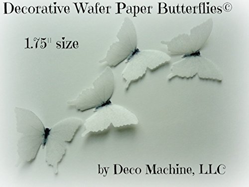 24 Small Assorted Pastel Light Soft White Decorative Wafer Paper Butterflies&copy; 1.75" Pre Cut Cake Dessert Decorations