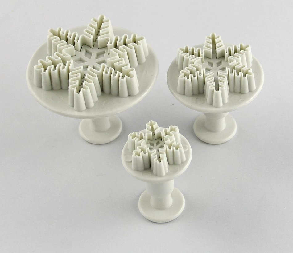 3pcs Snowflake Shape Plunger Cutter Tool DIY Sugarcraft Fondant Cake Decoration by GHH N2