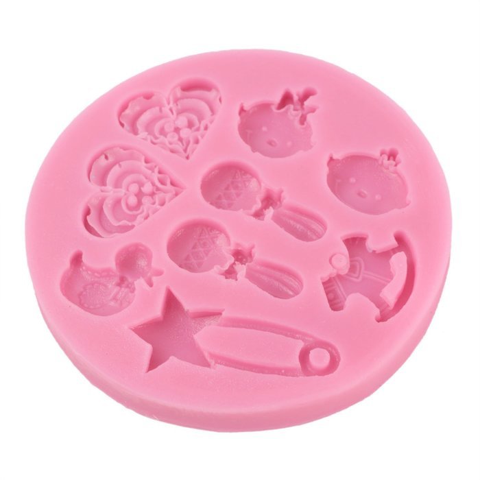 Longzang F0489 Baby Shower Fondant Silicone Sugar Craft Mold, Mini, Pink