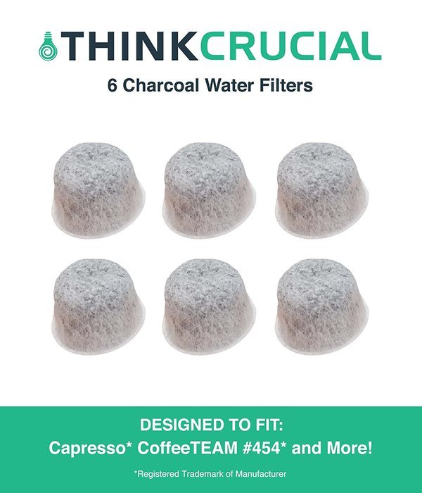 6 Capresso 4440.90 Charcoal Coffee Filters, Fits TEAM # 454, Designed & Engineered by Crucial Coffee