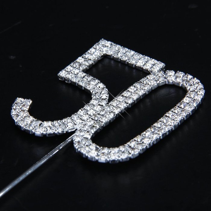 50th Anniversary Birthday Cake Topper w/Rhinestone Party Decoration N5