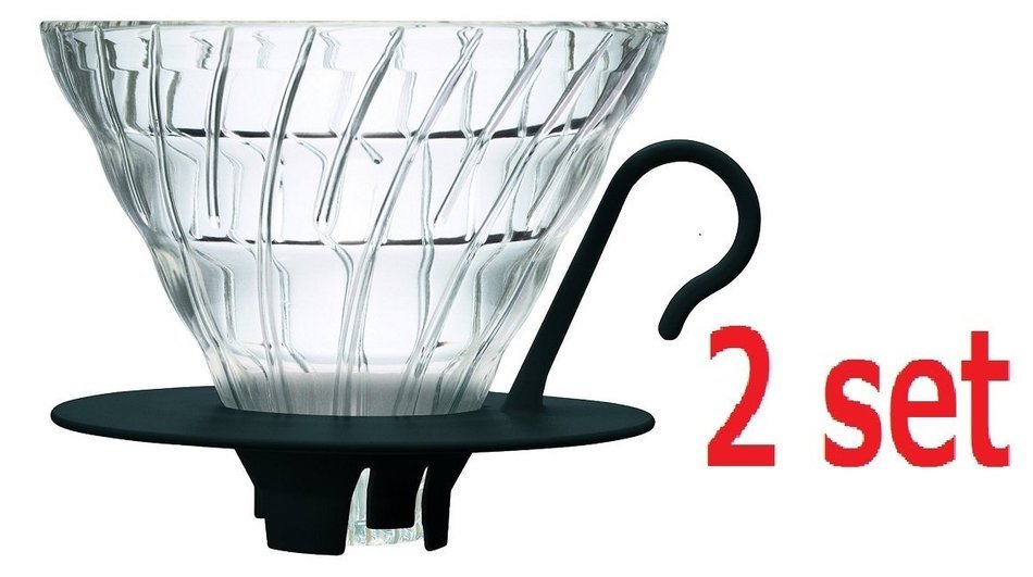 2 set Hario VDGN-02B V60 New Glass Coffee Dripper 02, Black 4-ounces