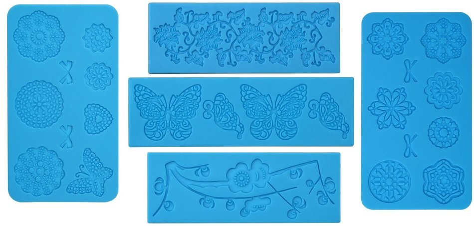 5pc Cake Decorating Molds- Premium Silicone Decoration Molds for Sugarcraft, Fondant, Gumpaste, Resin Mold, Lace... N3