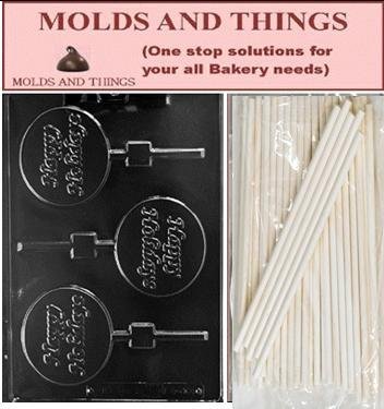 Molds And Things HAPPY HOLIDAYS Lolly Chocolate Candy Mold With Exclusive Chocolate Making Instruction and 50...