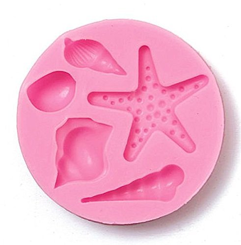 Seashell Assortment 5 Cavity Silicone Mold, Candy, Fondant, Cake Decorating 10 Cavities