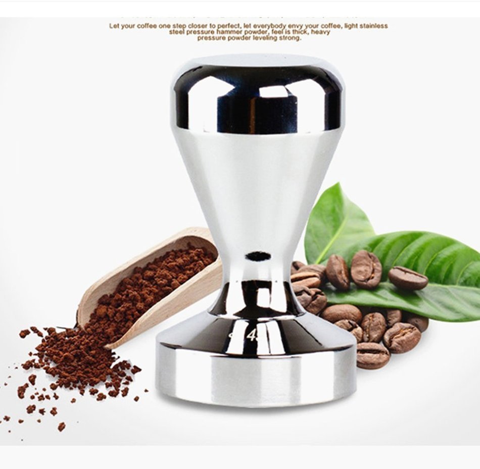 Solid Stainless Steel Rose Wood Coffee Tamper Barista Espresso Tamper Coffee Bean Press (49MM, stainless steel)