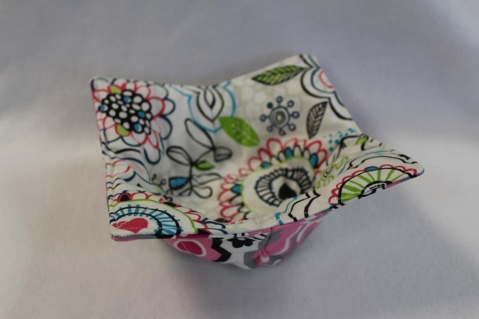 Reversible Microwave Bowl Cozy Bowl Potholder Bowl Holder Flowers N2