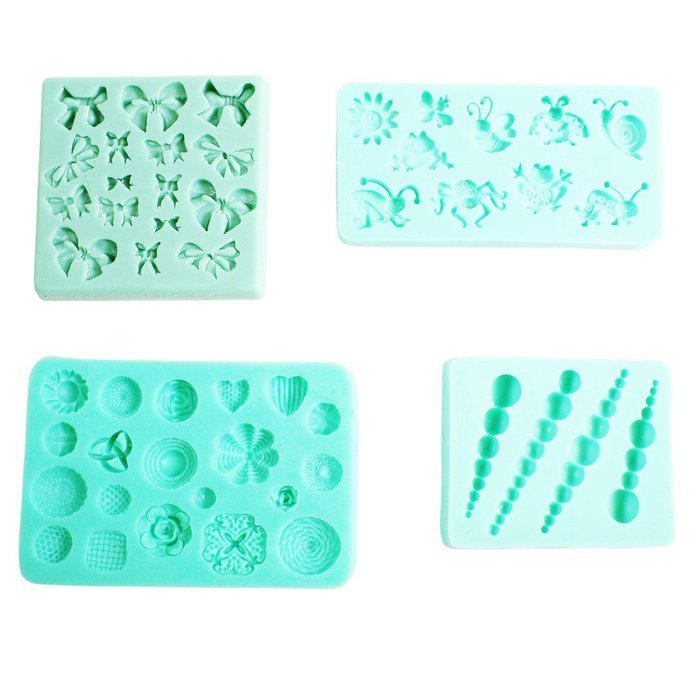Seven Silicone Icing Mould Flower Trim Bugs Decorative Sugarpaste Cupcake Toppers by Kurtzy TM N4