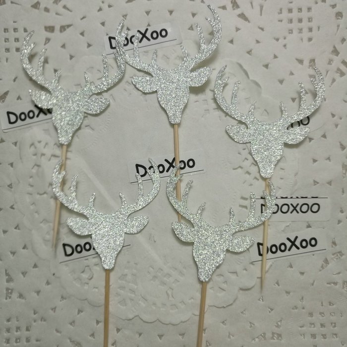 DOOXOO Deer Cupcake Toppers, Deer Party, Hunting Cake Topper,Gold Glitter,Animal Party Favors,Deer Decor,Cake... N13