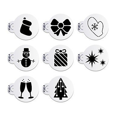 Sher 8Pcs Wine Glass Stencil Christmas Cake Stencil for Cookie Decorative Stencils