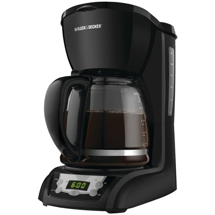 Black & Decker DLX1050B 12-Cup Programmable Coffeemaker with Glass Carafe, Black N4
