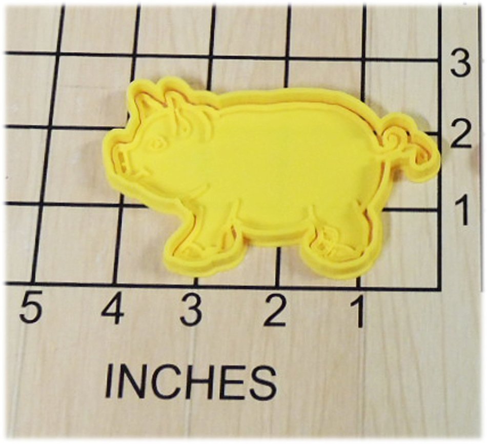 Kids Farm Pig Fondant Cookie Cutter and Stamp #1347 N2