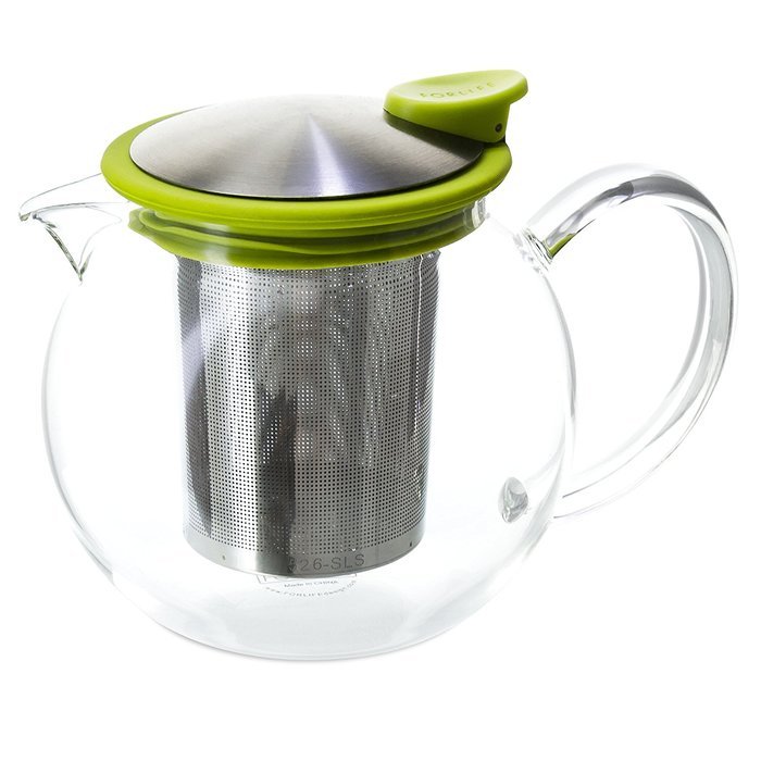 FORLIFE Glass Teapot with Basket Infuser, 25 oz., Turquoise N11