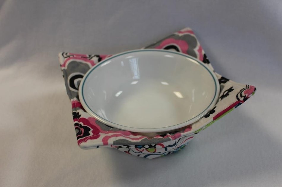 Reversible Microwave Bowl Cozy Bowl Potholder Bowl Holder Flowers N3