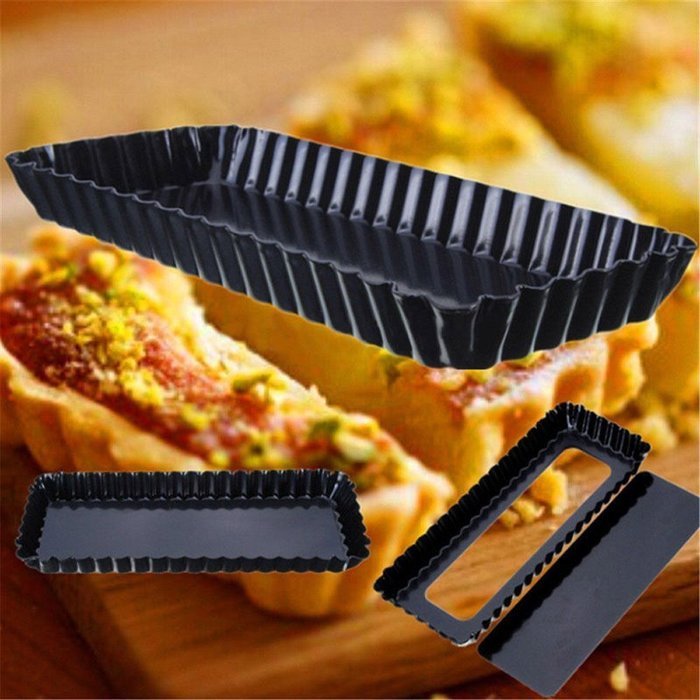 Hanperal Rectangle Fluted Pie Tart Pan Mold Baking Removable Bottom Nonstick Quiche Tool N6
