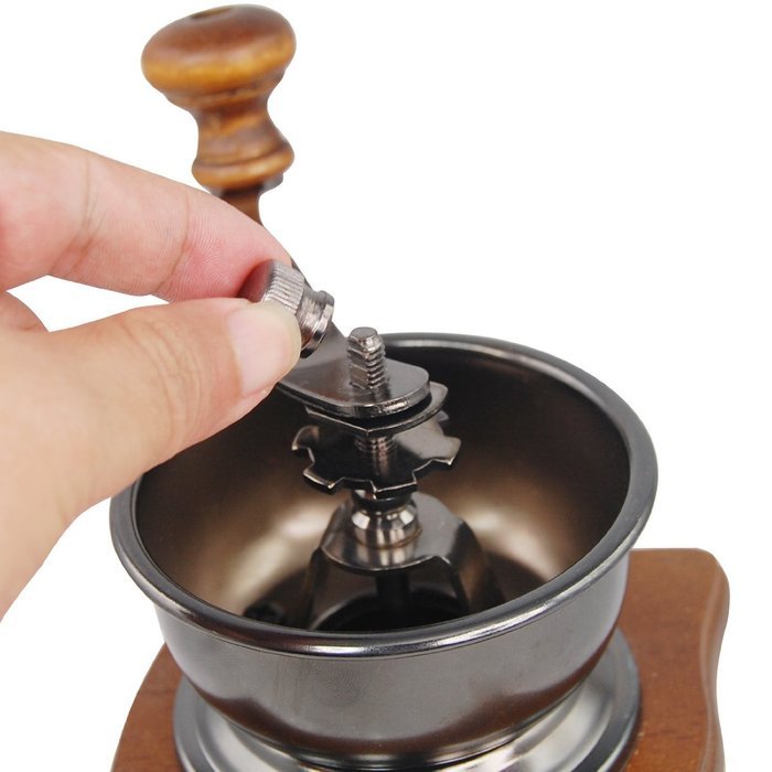 ReaLegend Wooden Manual Coffee Grinder Vintage Style Hand Coffee Mill Burr Coffee Grinder with Ceramic Hand Crank N5