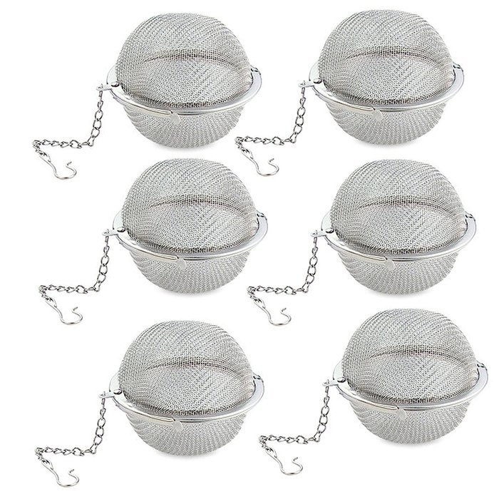 SySrion New Stainless Steel Mesh Tea Balls -Quality Stainless Steel - Durable and Rust Resistant(Pack of 6)