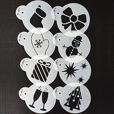 Sher 8Pcs Wine Glass Stencil Christmas Cake Stencil for Cookie Decorative Stencils N2