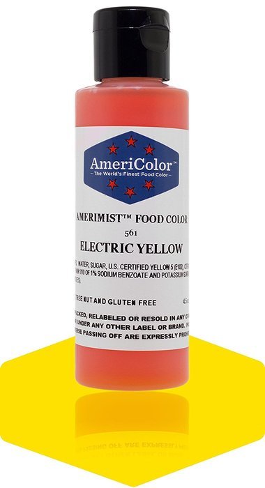 Badger Air-Brush Company AC-561 Americolor Amerimist 4-1/2-Ounce Edible Airbrush Ready Food Color, Electric Yellow