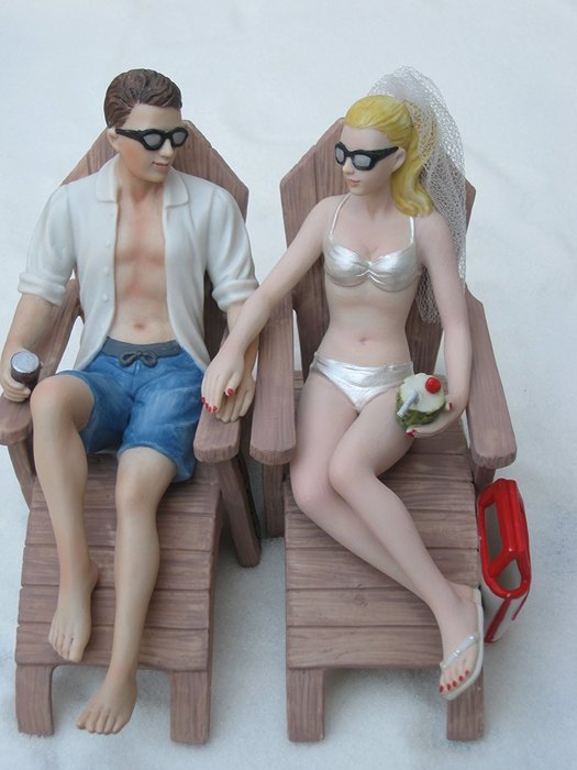 Beach Wedding Cake Topper with Chairs by Magical Day N2