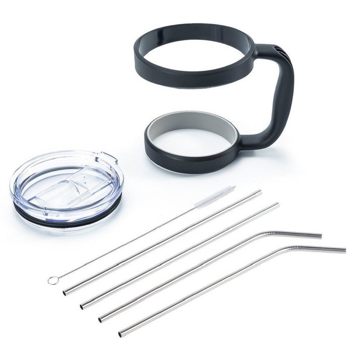 Morecome 30 Oz Stainless Steel Insulated Tumbler Mug Handle+ Straws+Cleaning Brush+Splash Proof Lid N8