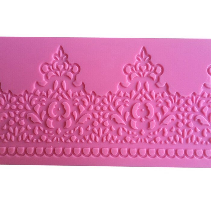 LYNCH Imperial Crown Shape Textured Silicone Cake Lace Mold Decor Pastry Tools,Pink