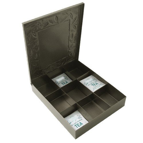 Old Dutch Pewter 9 Compartment Tea Bag Storage Box