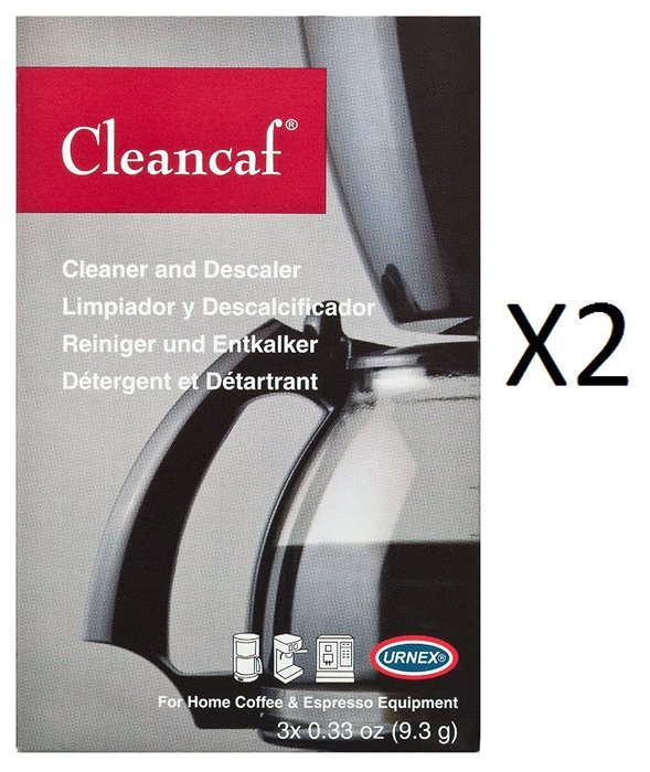 Urnex Cleancaf Non Toxic Biodegradable Coffee Machine Cleaner Descale (2-Pack)