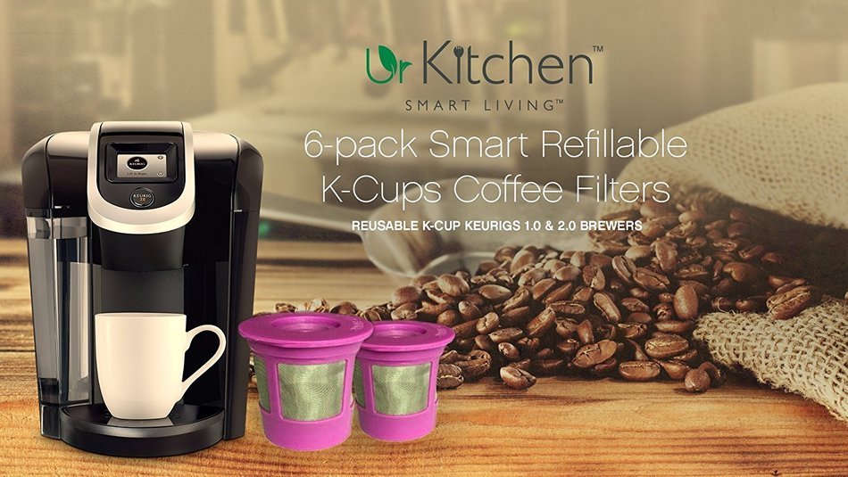 urKitchen 6 Pack Reusable K Cup Refillable Coffee Pods filters K Cups Model K200 K250 K300 K350 K400 K450 K500... N4