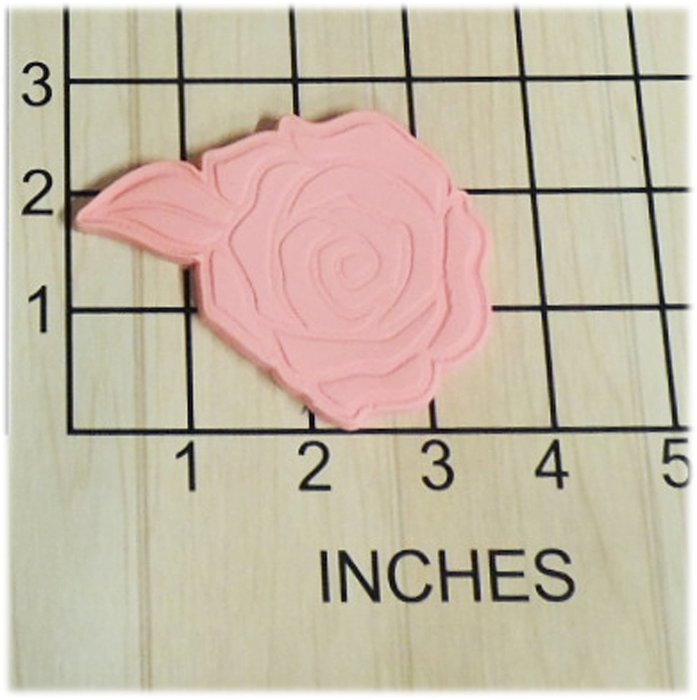 Rose With Leaf Shaped Cookie Cutter and Stamp #1268 N2
